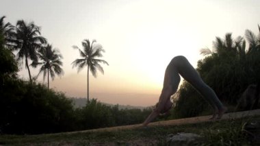 kız mukha shvanasana yavaş hareket uttanasana içine alır