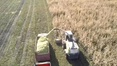 hava alanı yem helikopter kamyon içine mısır kütlesi döker