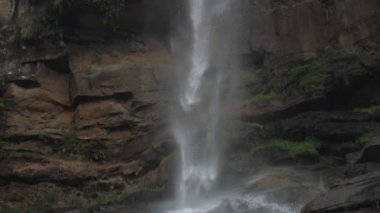 köpüklü su yeşil ağaçta kahverengi kayalık uçurumdan düşüyor