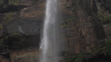 köpüklü su yeşil ağaçta kahverengi kayalık uçurumdan düşüyor