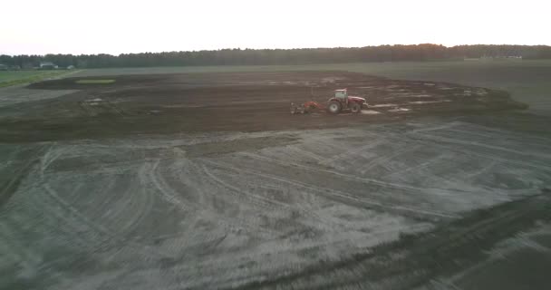 Grubber arbeitet mit Pflug auf Acker — Stockvideo