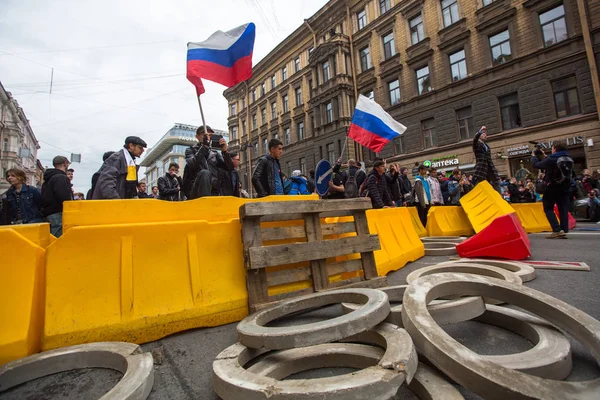 Petersburg Rusia Mayo 2018 Partidarios Oposición Sobre Perspectiva Nevsky Durante —  Fotos de Stock