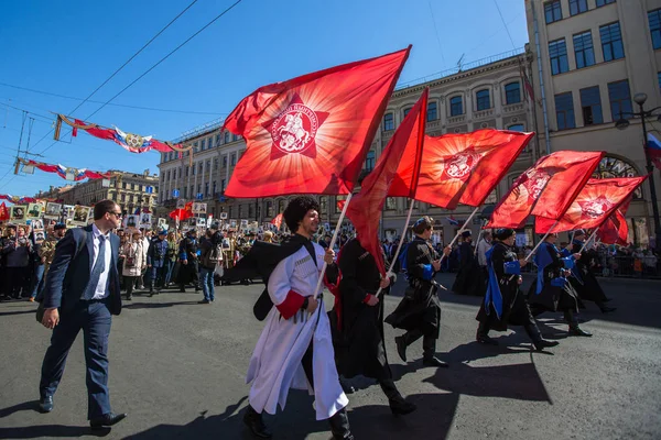 Petersburg Rusia Mayo 2018 Durante Marcha Del Regimiento Inmortal Las — Foto de Stock