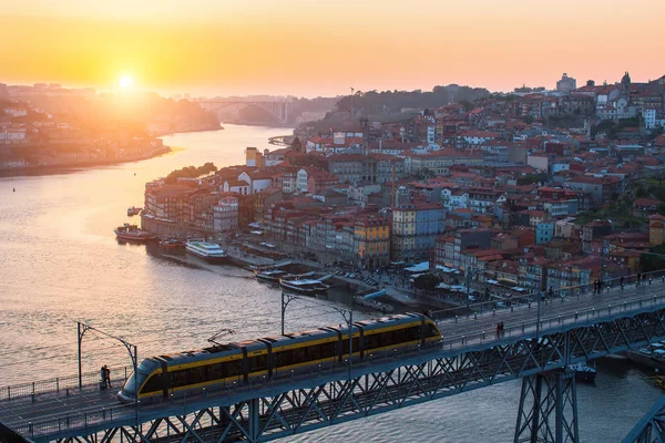 Vista Superior Ponte Dom Luis Rio Douro Ribeira Porto Portugal — Fotografia de Stock