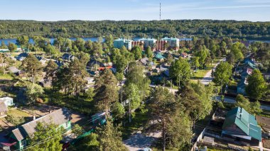 Panorama of an urban-type settlement of Leningrad region, Russia.  clipart
