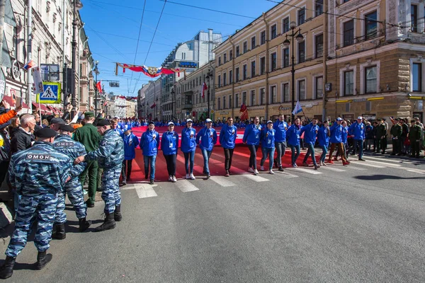 Petersburg Rússia Maio 2018 Durante Marcha Regimento Imortal Nas Celebrações — Fotografia de Stock