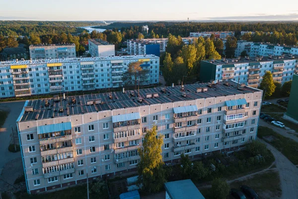 Fågelperspektiv Hus Stads Typ Bosättning Nikolskiy Leningrad Region Ryssland — Stockfoto