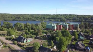 Kuş bakışı evlerin kent tipi yerleşim Nikolskiy, Leningrad region, Rusya Federasyonu