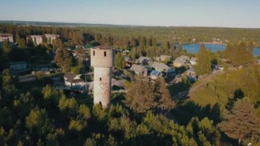 Kuş bakışı evlerin kent tipi yerleşim Nikolskiy, Leningrad region, Rusya Federasyonu
