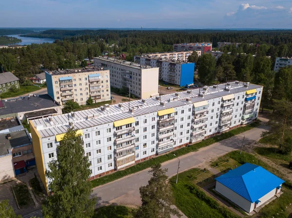 Bird Eye View Van Blok Huizen Mijnwerkersplaats Nederzetting Nikolskiy Leningrad — Stockfoto