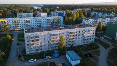 Uçan üzerinde tipi kentsel yerleşim Nikolskiy Leningrad region, Rusya Federasyonu. 