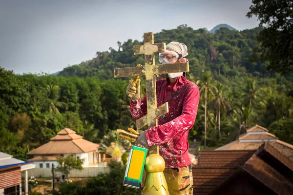 Koh Chang Tayland Şubat 2018 Kilise Kubbeleri Üzerinde Haçlar Ortodoks — Stok fotoğraf