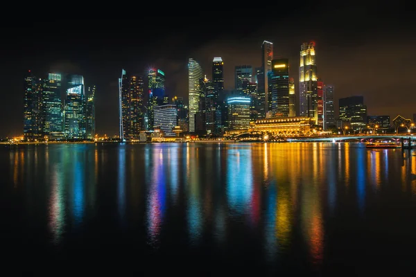 Vistas Del Distrito Financiero Marina Bay Por Noche Singapur — Foto de Stock
