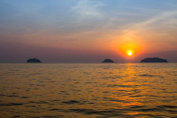 Ljus Solnedgång Havet Stockbild