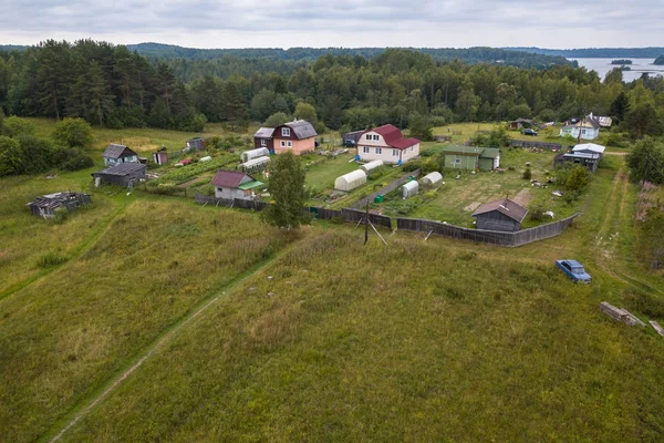 Vista Superior Del Pueblo Pidma Lago Pidmozero Karelia Rusia — Foto de Stock