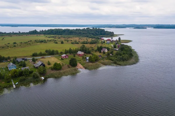 Üstten Görünüm Pidmozero Gölü Pidma Köyü Karelya Rusya Federasyonu — Stok fotoğraf