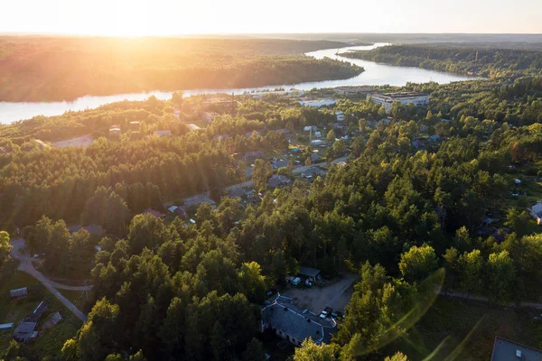 Blick Von Oben Auf Den Fluss Svir Und Das Städtische — Stockfoto