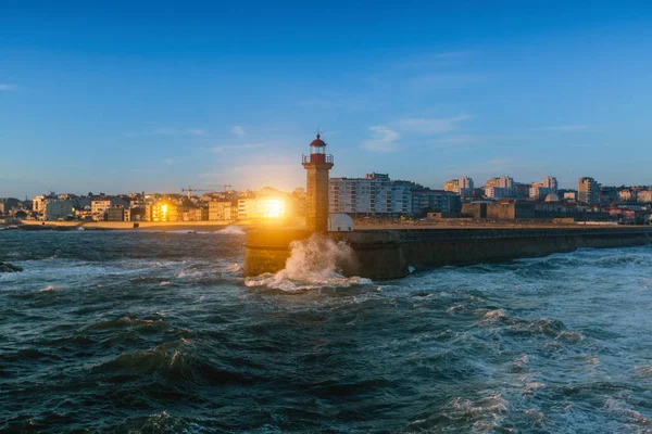 Fantastisk Kväll Oceanens Kust Porto Portugal — Stockfoto
