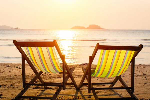 Sun Loungers Sea Beach — Stock Photo, Image