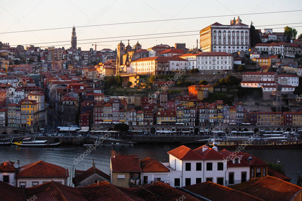 View Douro river at downtown of Porto, Portugal.