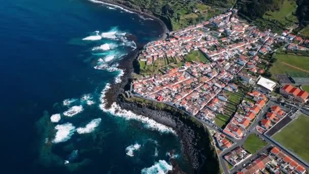 Kuş Bakışı Maia Şehir San Miguel Island Azores Portekiz Resifleri — Stok video