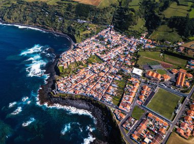 Maia şehir San Miguel Island, Azor Takımadaları, Portekiz kıyılarında üstten görünüm.