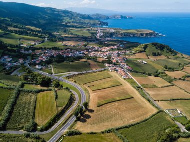 Kuş bakışı çay Ekim Maia San Miguel Adası, Azores, Portekiz.