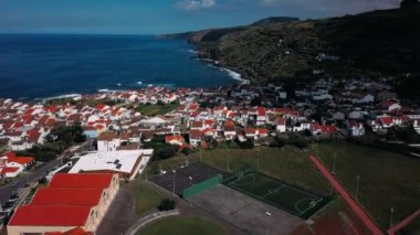 Maia şehir San Miguel Island, Azor Takımadaları, Portekiz hava görünümünü binanın çatılar.