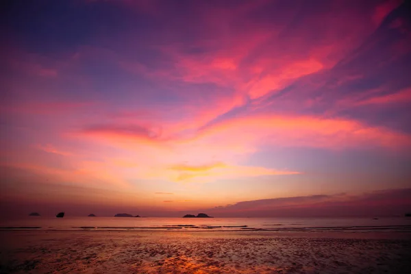 Ciel Crépusculaire Sur Côte Mer — Photo