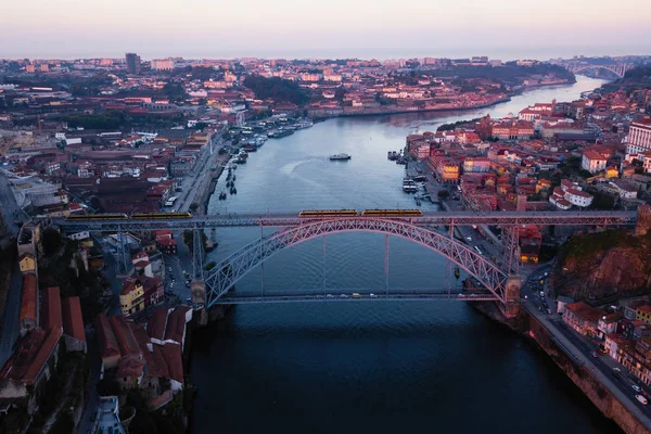 Douro Nehir Dom Porto Portekiz Erken Sabah Köprü Demir Luis — Stok fotoğraf