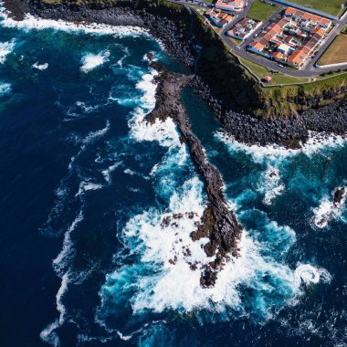 Maia şehir San Miguel Island, Azor Takımadaları, Portekiz kıyılarında üstten görünüm.