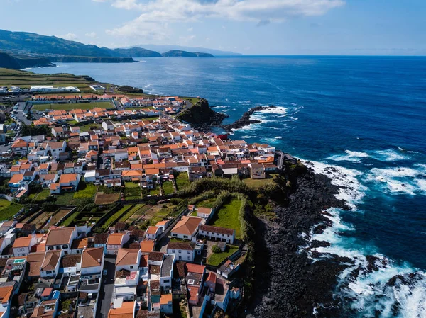 Vista Pájaro Del Oleaje Oceánico Costa Arrecifes Isla San Miguel — Foto de Stock