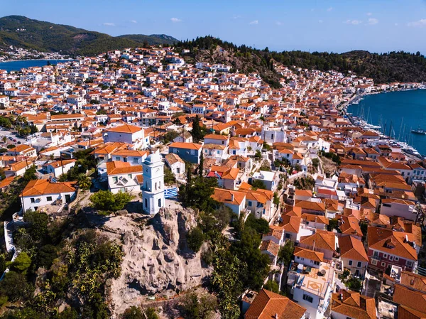 Ovanifrån Hus Poros Island Egeiska Havet Grekland — Stockfoto