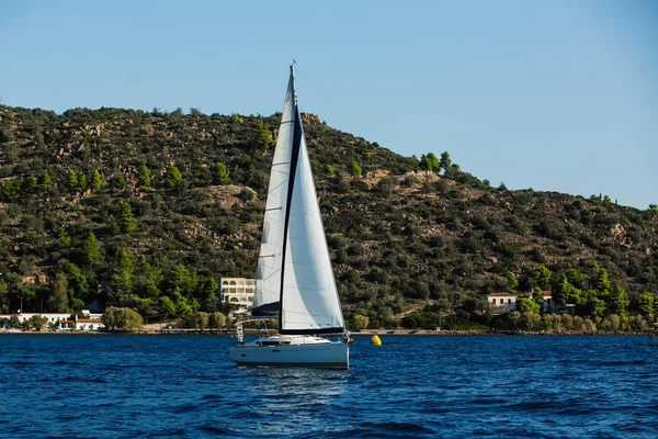 Závod Plachetnic Luxusní Jachty Egejském Moři Plavby Jachting — Stock fotografie