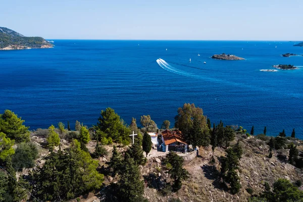 Port Wyspie Poros Island Morze Egejskie Grecja — Zdjęcie stockowe
