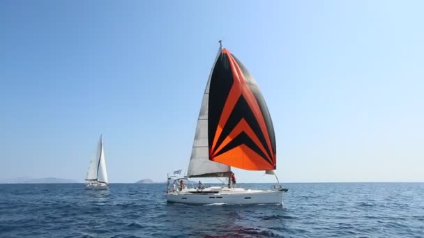 Ermioni Spetses Řecko Zzú 2018 Námořníci Účastní Plachtění Regaty Ellada — Stock video