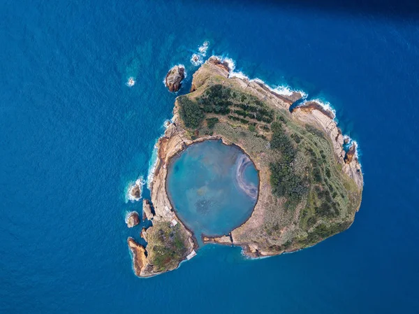 Vista Aérea Del Islote Vila Franca Campo Cerca Isla San — Foto de Stock