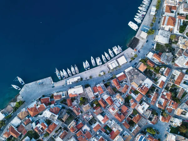 Flygfoto Över Ermioni Hus Och Hamnen Egeiska Havet Grekland — Stockfoto