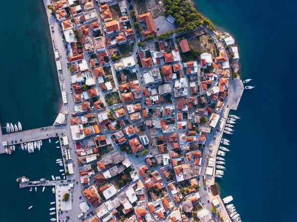 Flygfoto Över Ermioni Hus Och Yacht Marina Egeiska Havet Grekland — Stockfoto