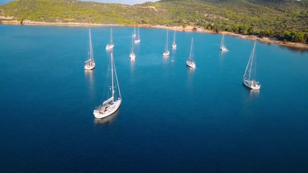 Volare Yacht Barche Vela Presso Porto Turistico Dell Isola Spetses — Video Stock