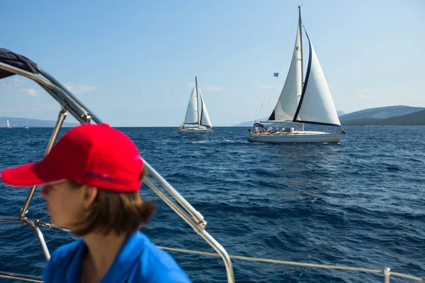 Ermioni Grecia Oct 2018 Los Marineros Participan Regata Vela Ellada — Foto de Stock