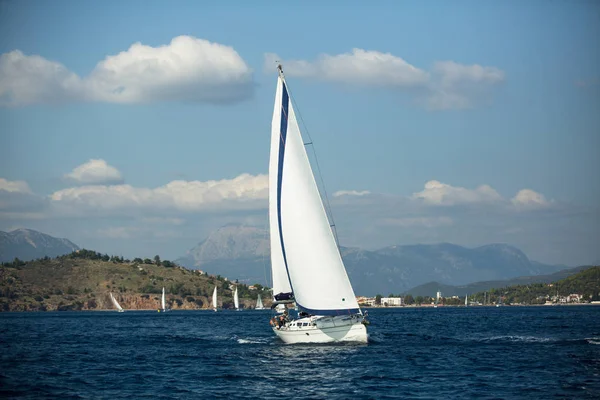 Poros Grecia Ottobre 2018 Barca Vela Partecipare Alla Regata Vela — Foto Stock