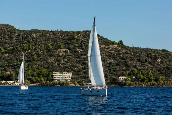 Segling Regatta Lyxiga Yachter Egeiska Havet Cruise Yachting — Stockfoto