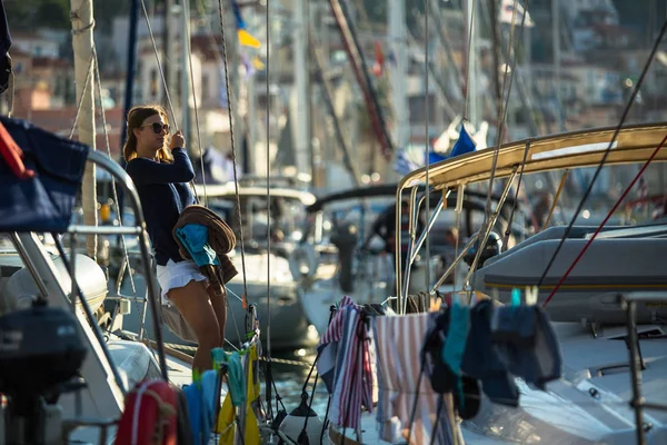 Poros Methana Greece Oct 2018 Sailors Participate Sailing Regatta 20Th — Stock Photo, Image