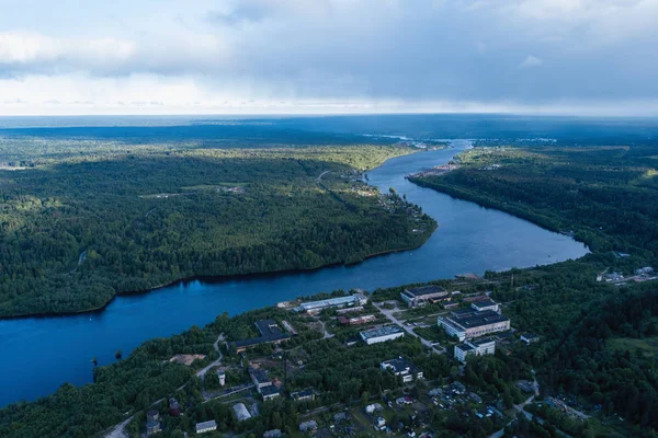 Letecký Pohled Řeku Svir Lesy Leningrad Region Rusko — Stock fotografie