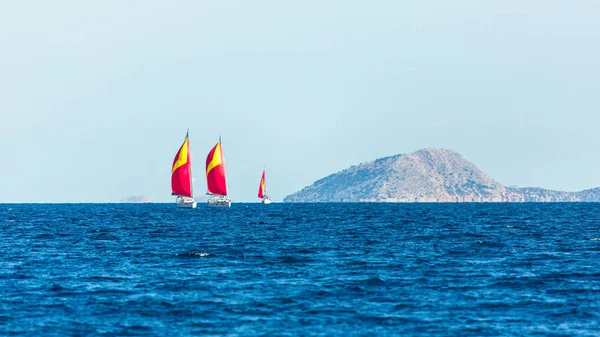 Lyxiga Segelbåtar Delta Yacht Regatta Egeiska Havet Grekland — Stockfoto