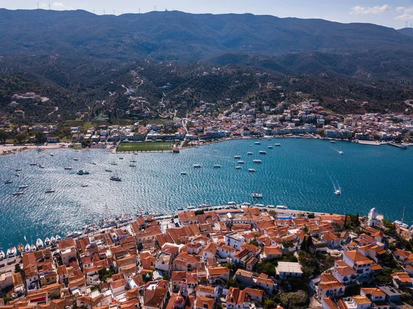 Aerial View Sea Marina Poros Island Aegean Sea Greece — Stock Photo, Image