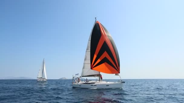 Ermioni Spetses Görögország Tot 2018 Vitorlázók Részt Vesznek Vitorlás Regatta — Stock videók