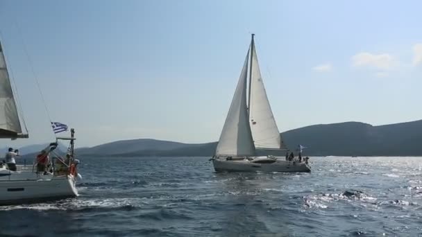 Ermioni Spetses Greece Oct 2018 Marinheiros Participam Regata Vela Ellada — Vídeo de Stock