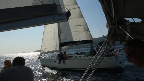 Poros Grèce Oct 2018 Des Voiliers Participent Régate Voile 20E — Video